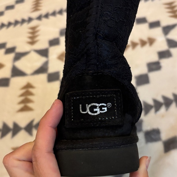 UGG Black Lace Women's Boots Size USA 7 S/N 1018615 - Picture 6 of 8